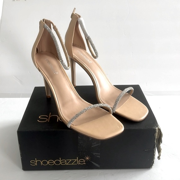 Shoe Dazzle Alexxia Dress Sandals Stiletto Heels with Rhinestone Straps Size 12 - Picture 9 of 9